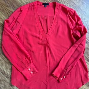 J Crew long Sleeve V neck Blouse, Red, size 6